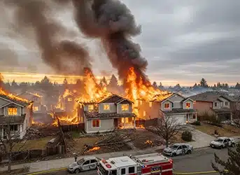 حرائق ضخمة تدمر منازل وتقتل رجل إطفاء